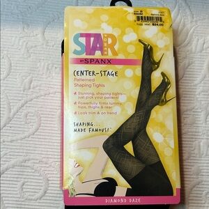 SPANX STAR Black Diamond Patterned Tights. NWT. Size D